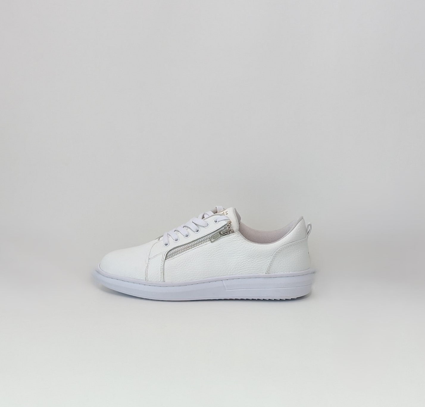 Zapatilla casual cremallera blanca